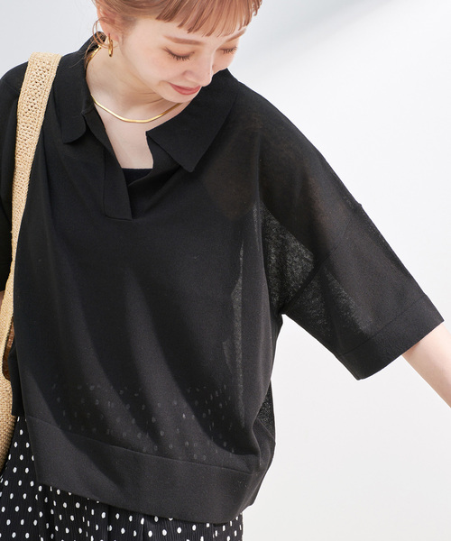 「B.C STOCK」 半袖ニット FREE ベージュ レディース_画像8