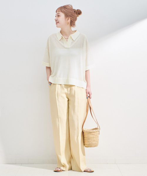 「B.C STOCK」 半袖ニット FREE ベージュ レディース_画像9