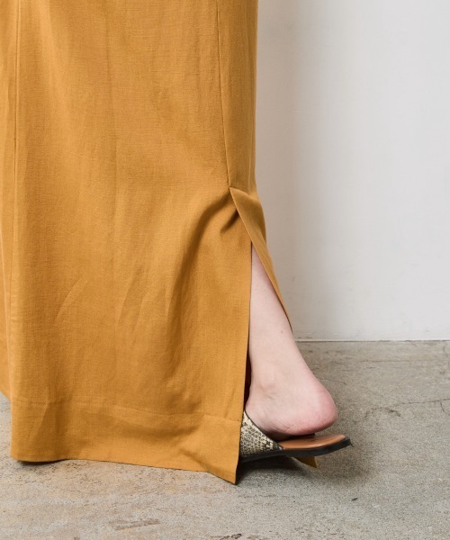 「CHIC STYLE」 ノースリーブワンピース 3L マスタード レディース_画像3