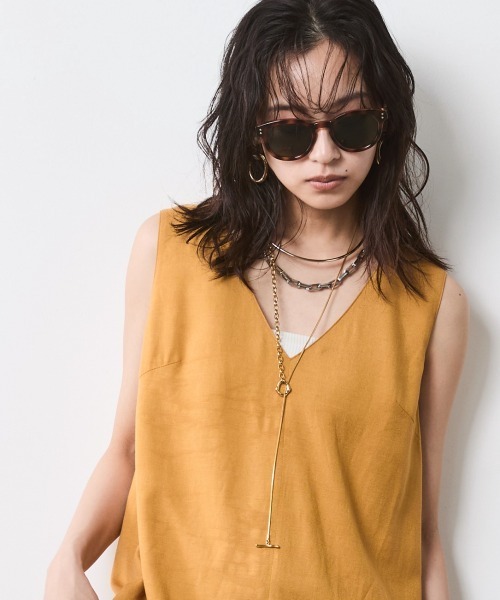 「CHIC STYLE」 ノースリーブワンピース 3L マスタード レディース_画像8