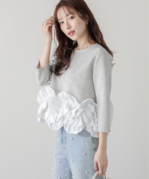 tシャツ 裾フリルドッキングトップス レディース : ZOZOTOWN Yahoo!店