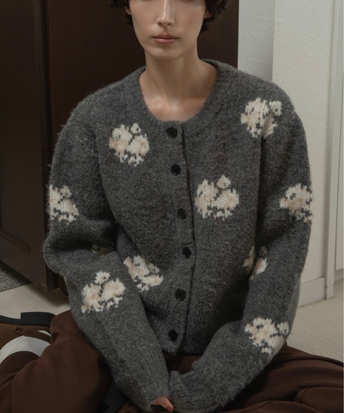 rosymonster ロージーモンスター フラワー刺繍カーディガン　グレー rosymonster ロージーモンスター フラワー刺繍カーディガン グレー