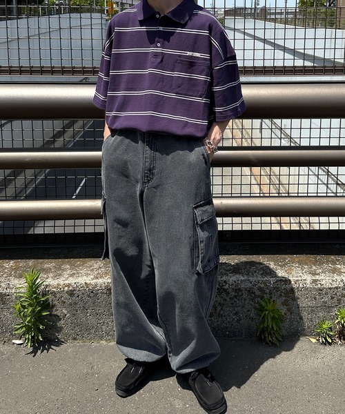 「Perushu」 半袖ポロシャツ MEDIUM ボルドー メンズ_画像2