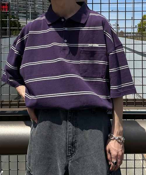 「Perushu」 半袖ポロシャツ MEDIUM ボルドー メンズ_画像6