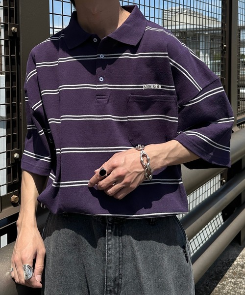 「Perushu」 半袖ポロシャツ MEDIUM ボルドー メンズ_画像9