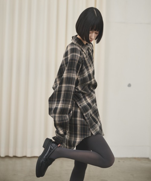 AIC. ブラウス シャツ マルチウェイチェックオーバーシャツ レディース