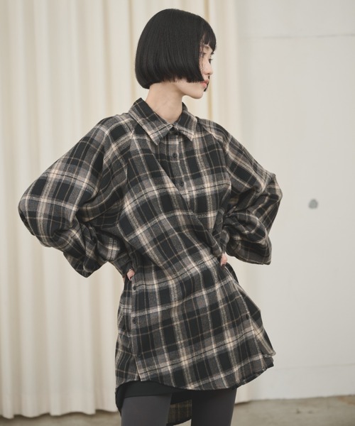 AIC. ブラウス シャツ マルチウェイチェックオーバーシャツ レディース