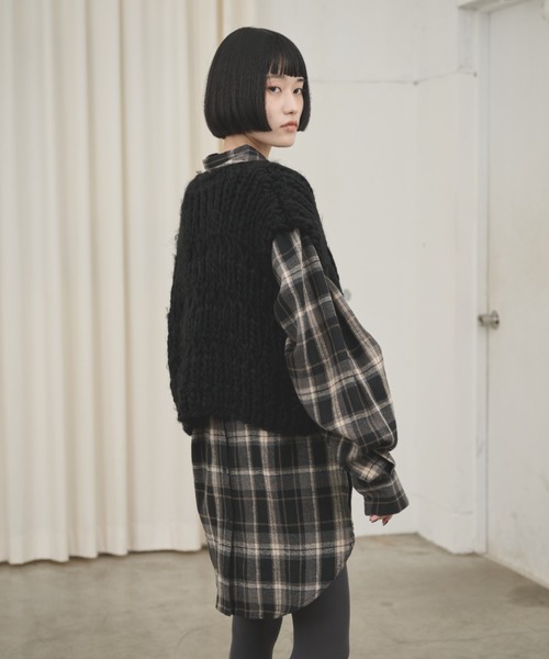 AIC. ブラウス シャツ マルチウェイチェックオーバーシャツ レディース