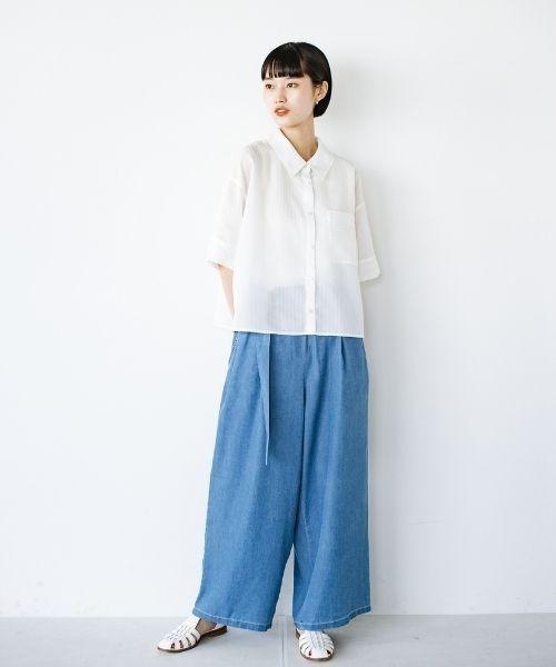 「ANNA LUNA」 7分袖シャツ LARGE ホワイト レディース_画像2