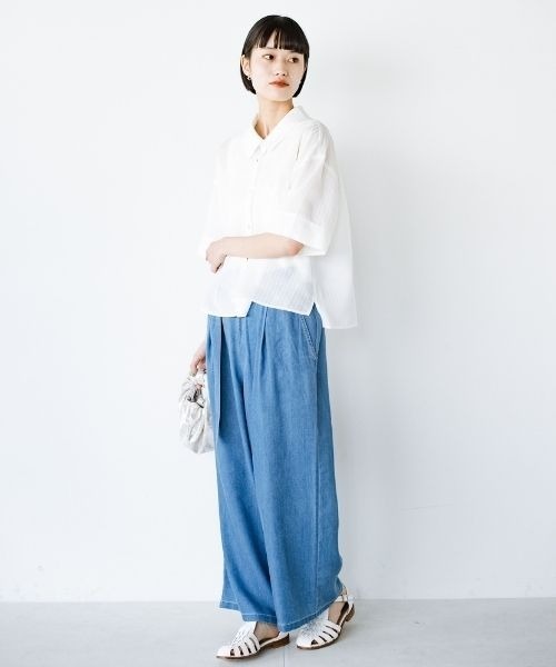 「ANNA LUNA」 7分袖シャツ LARGE ホワイト レディース_画像3