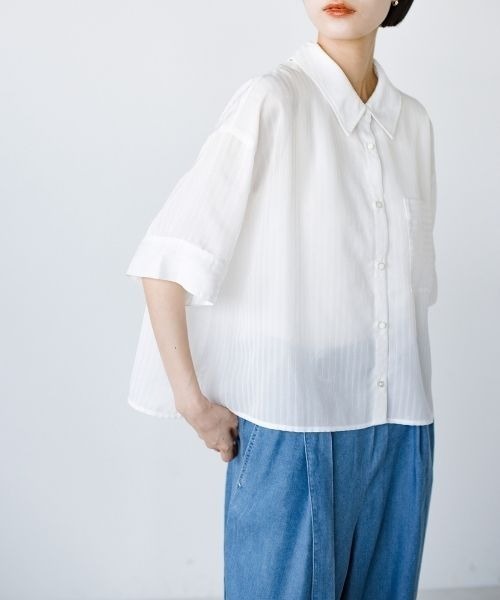 「ANNA LUNA」 7分袖シャツ LARGE ホワイト レディース_画像4