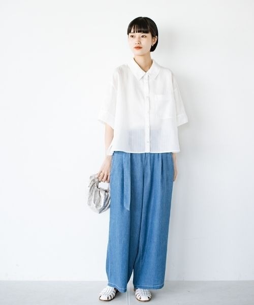 「ANNA LUNA」 7分袖シャツ LARGE ホワイト レディース_画像5