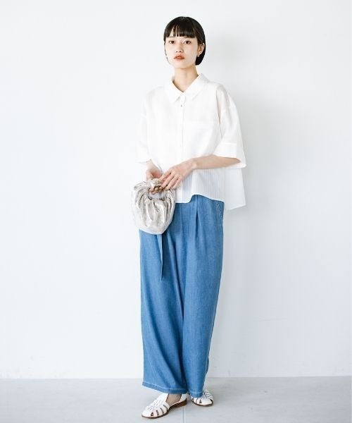 「ANNA LUNA」 7分袖シャツ LARGE ホワイト レディース_画像6