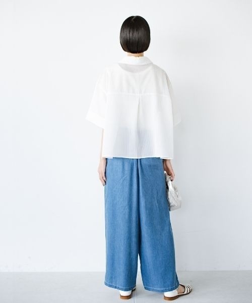 「ANNA LUNA」 7分袖シャツ LARGE ホワイト レディース_画像7