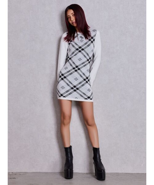 GYDA（ジェイダ） ワンピース GG embroideryラメチェックニット
