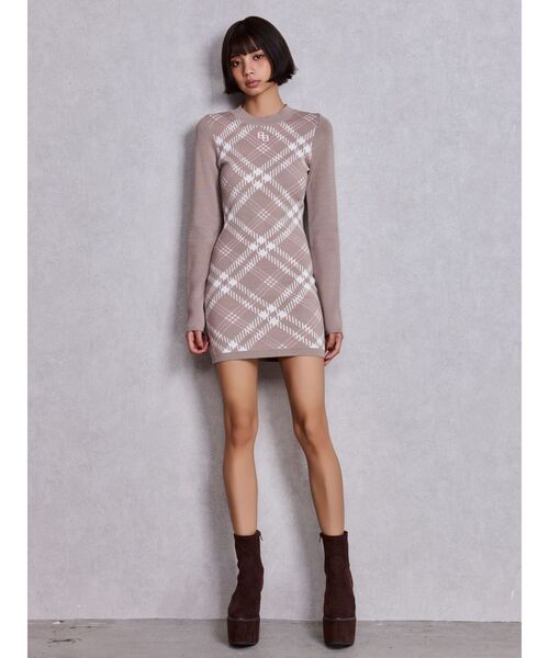 GYDA（ジェイダ） ワンピース GG embroideryラメチェックニット