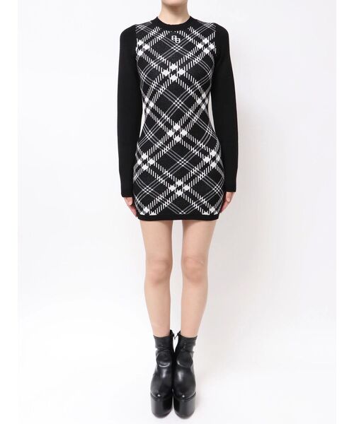 GYDA（ジェイダ） ワンピース GG embroideryラメチェックニット