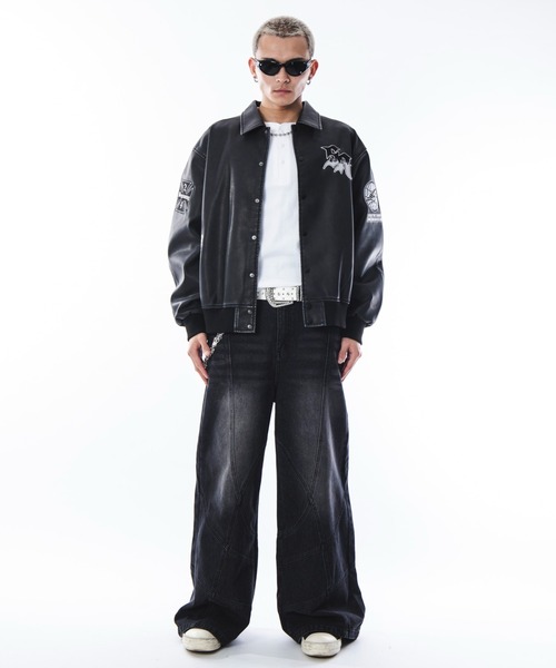 SHORT ROUND スタジャン SHORTROUND/「25年秋冬新作」PUグラフィック