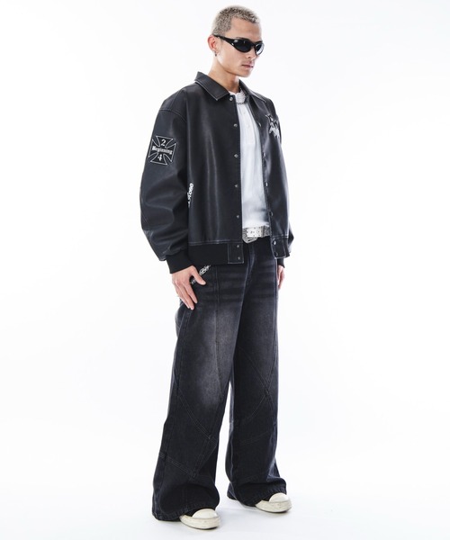 SHORT ROUND スタジャン SHORTROUND/「25年秋冬新作」PUグラフィック