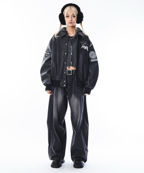 SHORT ROUND スタジャン SHORTROUND/「25年秋冬新作」PUグラフィック