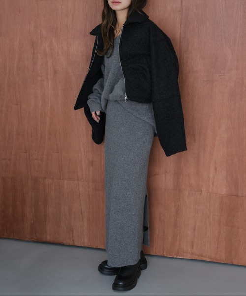 S　アメリ　セットアップ　リブニット UND FEATHER YARN KNIT SET UP（ニット/セーター）｜Ameri（アメリ）の