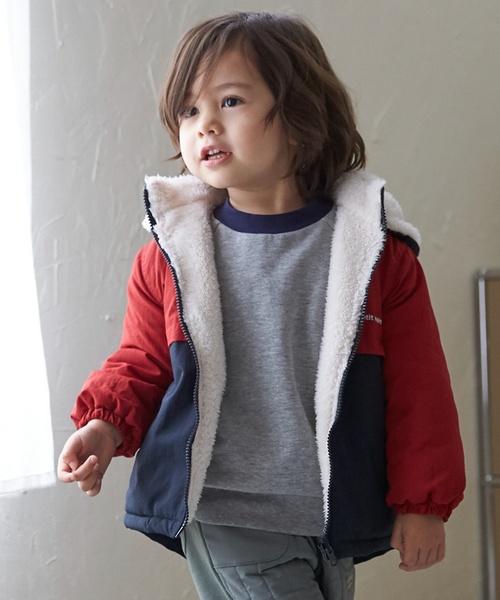 petit main ブルゾン アウター 「洗える」リバーシブル切替ブルゾン