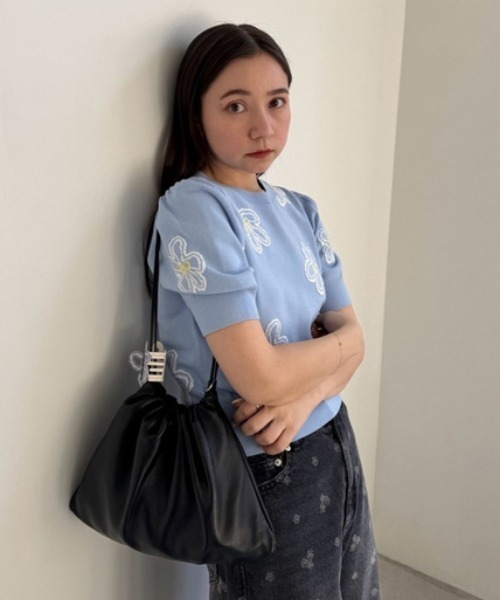 「SNIDEL」 半袖ニット ONE SIZE ホワイト レディース_画像4