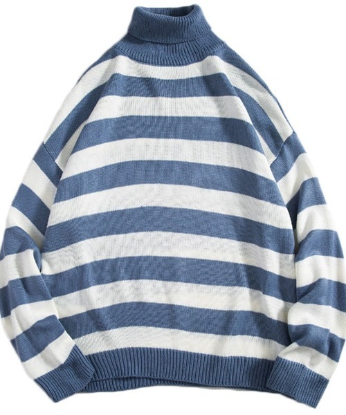 Sally Lunn セーター ニット タートルネックボーダーニット メンズ
