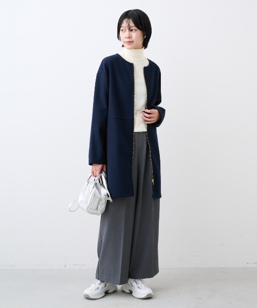 ✨美品✨ nop de nod ミドル丈リバーシブルコート ネイビー Mサイズ nop de nod（ノップドゥノッド） コート アウター 圧縮ニットボトル