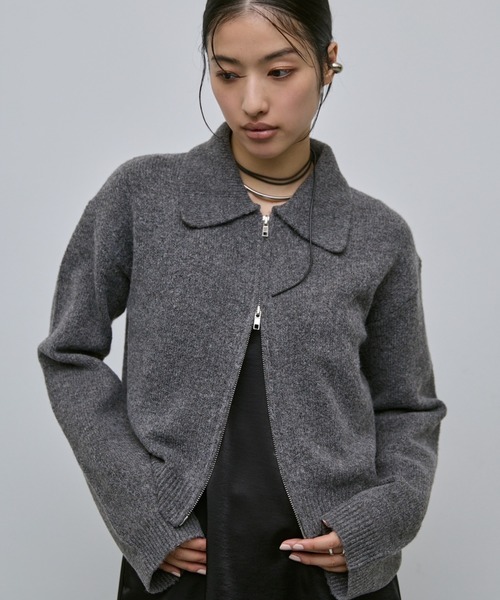 AIC. ニット セーター ダブルジップポロニットトップス レディース