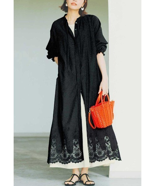 「Live in comfort」 長袖ワンピース MEDIUM ブラック レディース_画像4