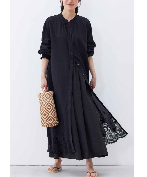 「Live in comfort」 長袖ワンピース MEDIUM ブラック レディース_画像5