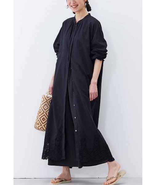 「Live in comfort」 長袖ワンピース MEDIUM ブラック レディース_画像6