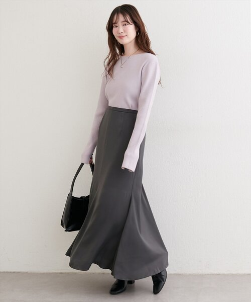 natural couture スカート リボンベルト付きサテンスカート : ZOZOTOWN