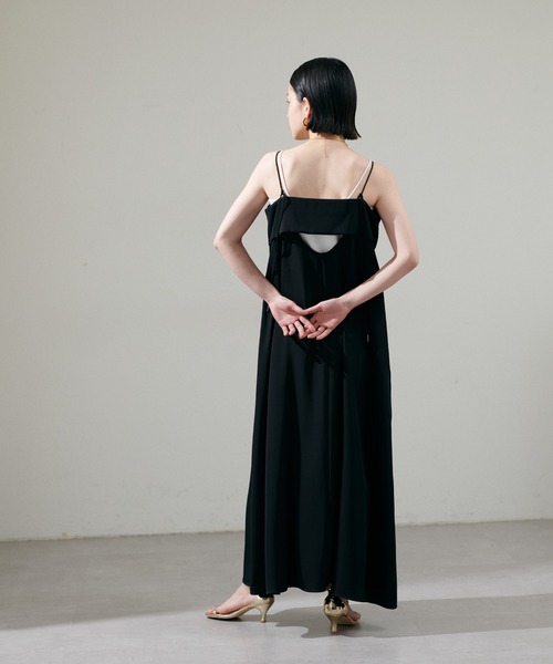 「LARUTA」 キャミソールワンピース MEDIUM ブラック レディース_画像4
