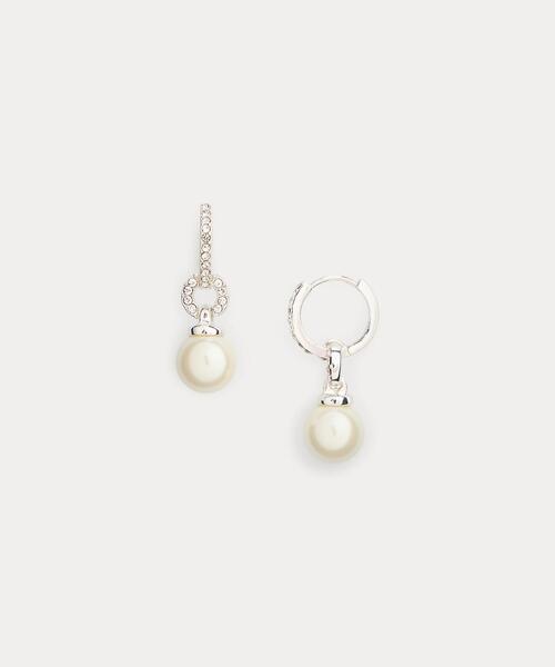 ピアス パヴェ フェイクパール ハギー ピアス レディースの画像