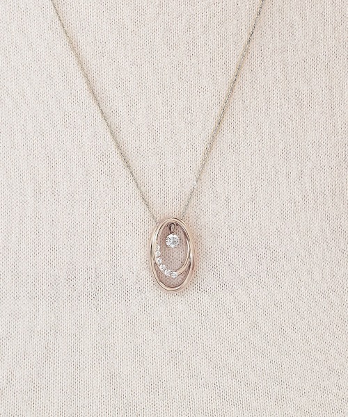 ネックレス ピンクシルバー ダブルループ ネックレス レディースの画像