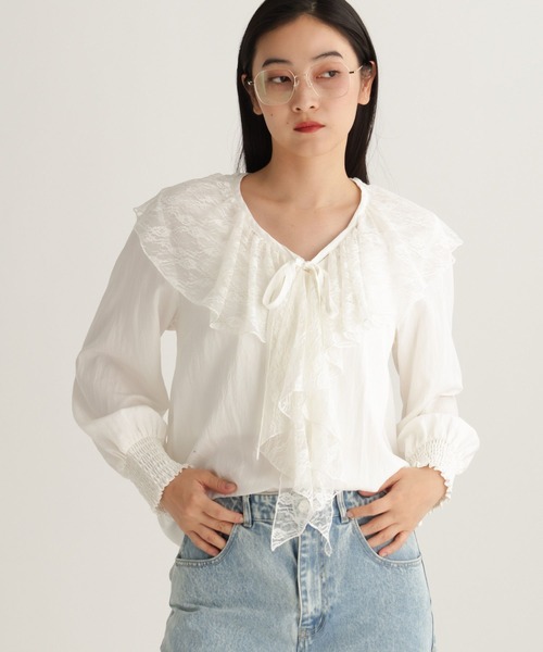 新品未使用　styling/スタイリング　ラッフルブラウス styling/｜ラッフルスリムブラウス