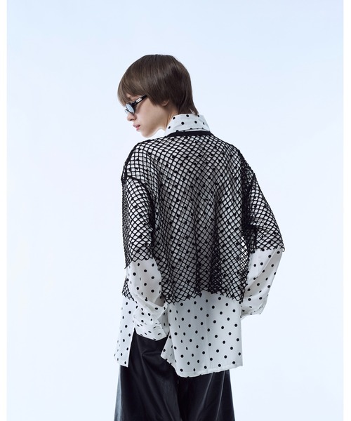 シャツ Mesh layered dot shirt / メッシュレイヤードドットシャツ