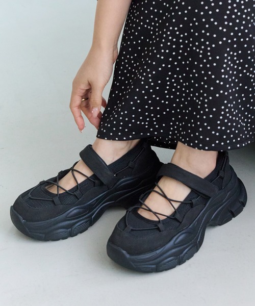 grounds スニーカー メリージェーン 厚底 LAVEANGE（ラビアンジェ） スニーカー 「ゆったり甲高」厚底 メリー