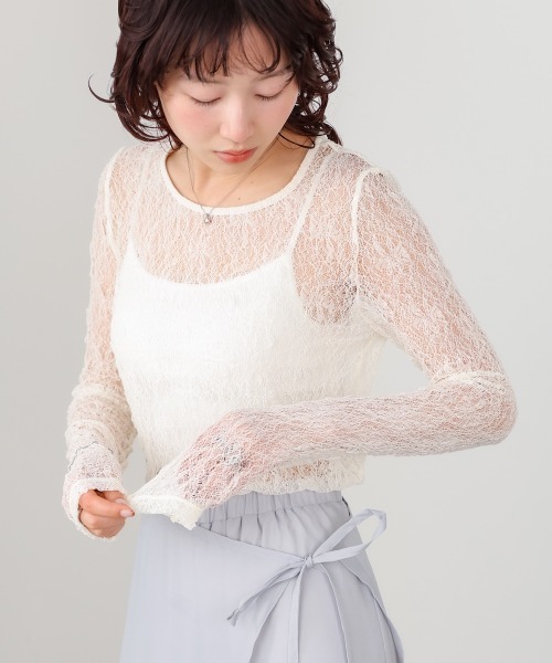 BAB（バブ） tシャツ メッシュレースプルオーバー レディース 