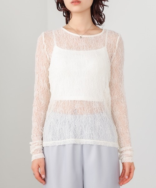 BAB（バブ） tシャツ メッシュレースプルオーバー レディース