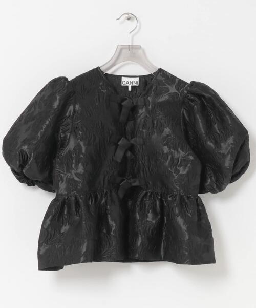 ブラウス シャツ GANNI　SATIN CLOQUE PEPLUM BLOUSE レディースの画像