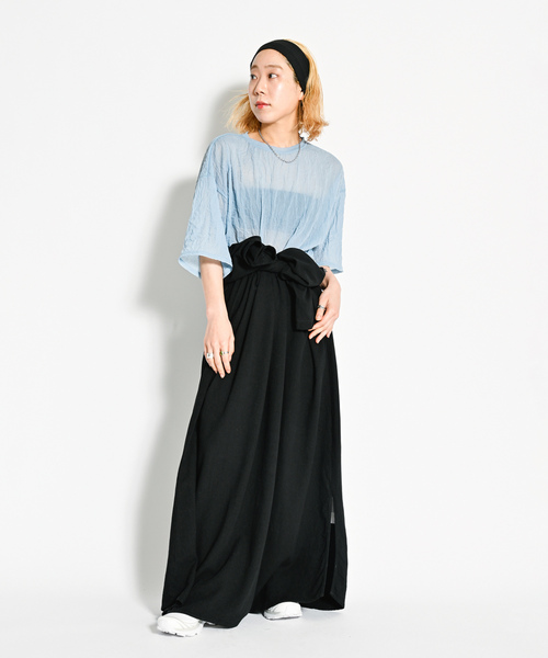 「CITYSHOP」 7分袖ワンピース 38 ブラック レディースの画像