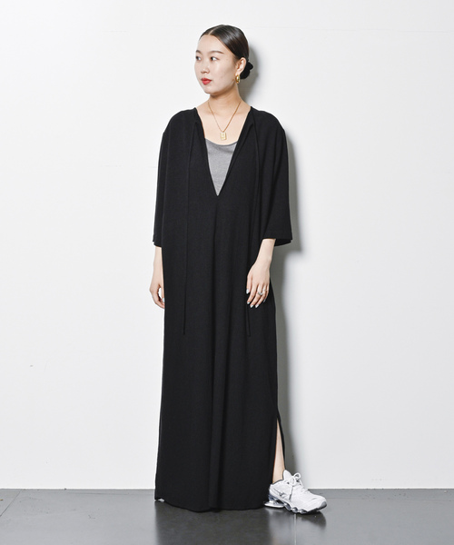 「CITYSHOP」 7分袖ワンピース 38 ブラック レディースの画像