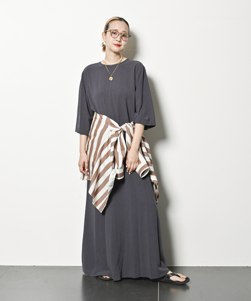 「CITYSHOP」 7分袖ワンピース 38 ブラック レディースの画像