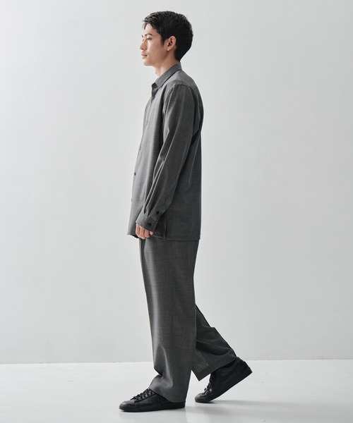 スラックス 「ATON / エイトン」TWIST WOOL GAUZE TWO TUCKED EASY PANTS メンズの画像