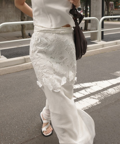 Ameri（アメリ） ロング スカート 夏 MEDI CUTWORK 3D LACE MOTIF