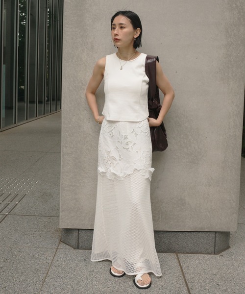 Ameri（アメリ） ロング スカート 夏 MEDI CUTWORK 3D LACE MOTIF