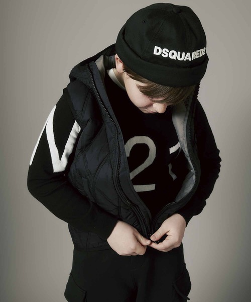DSQUARED2 ブラック ニット帽 DSQUARED2 ブラック ニット帽 DSQUARED2 ロゴ ビーニー | ブラック